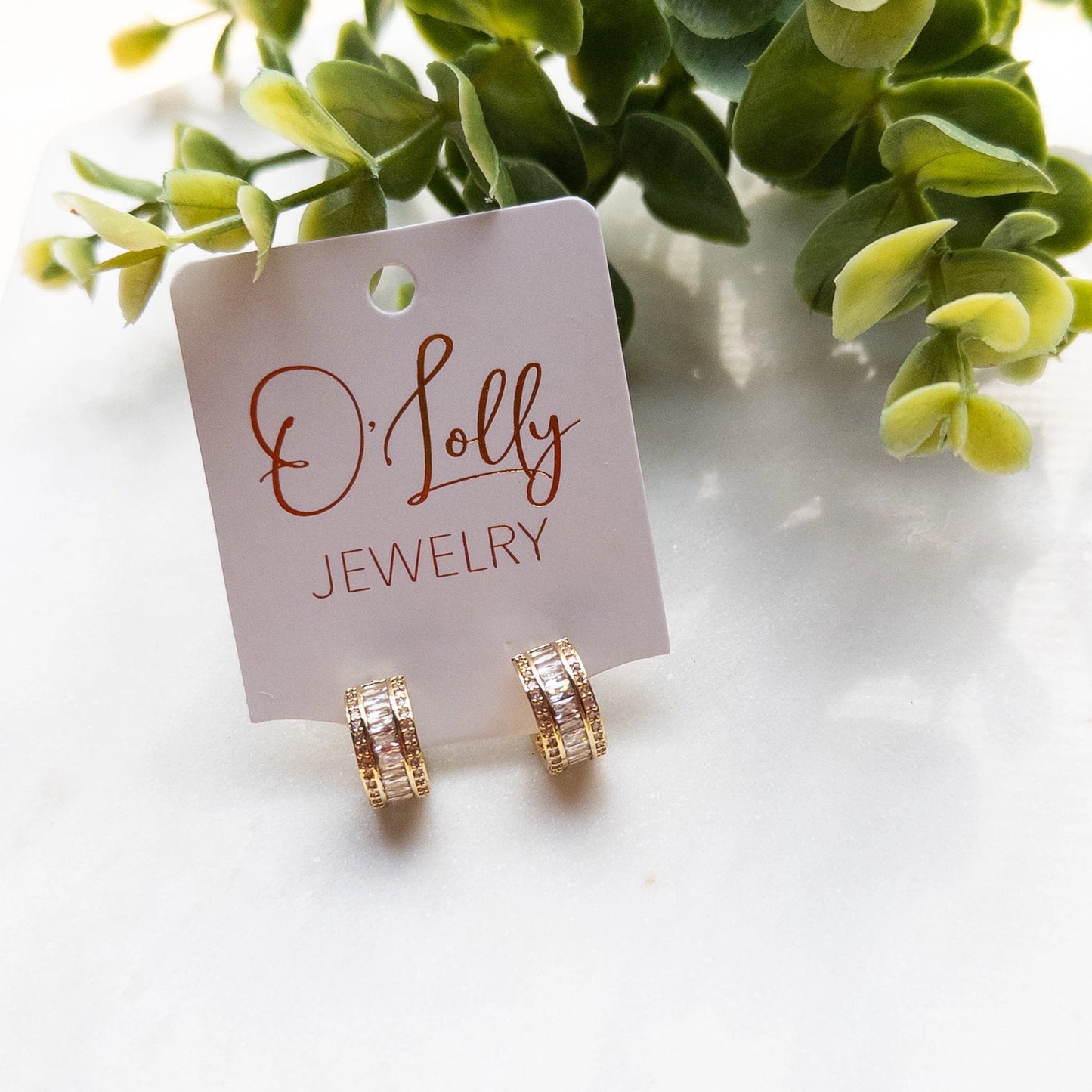 18k Gold Plated C-Shaped Stud Earrings