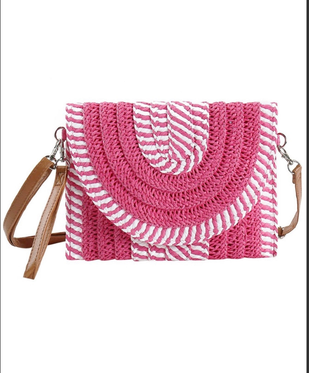 Two Tone Straw Bag Pink
