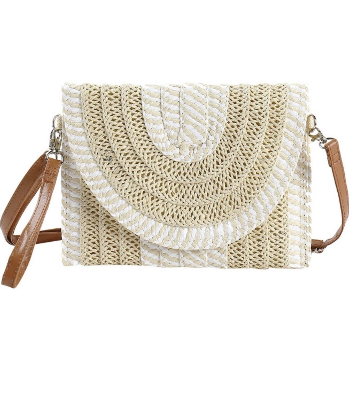 Two tone Straw Bag Beige